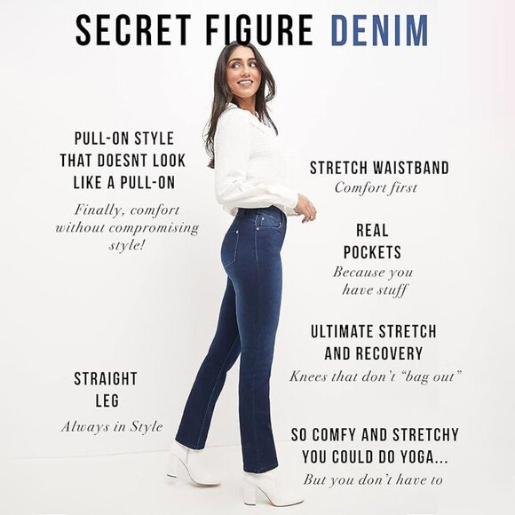 Rekucci Pull-On Jeans Size 8 - Indigo - Picture 3 of 3